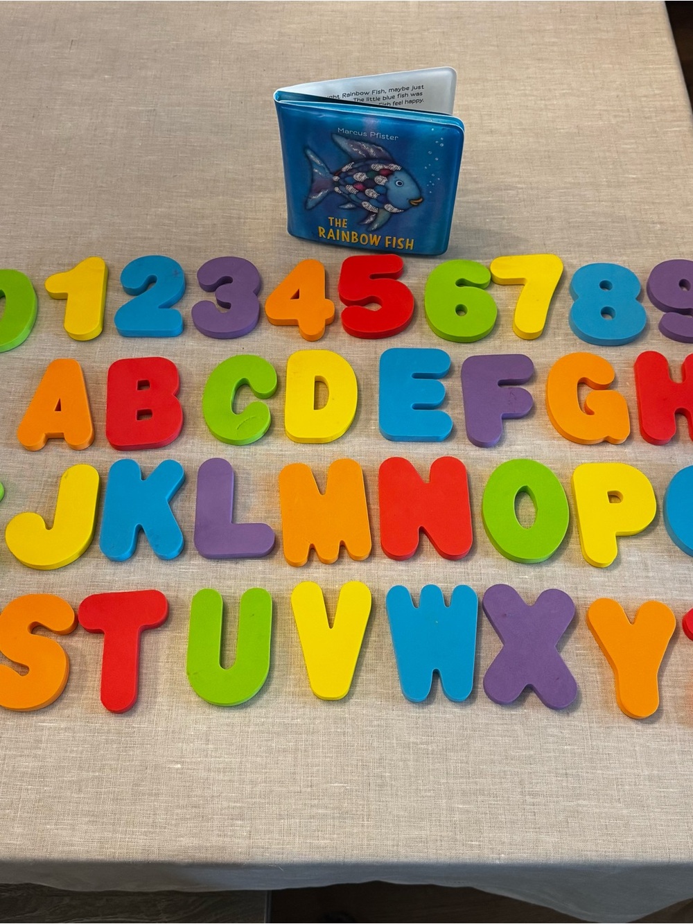 Foam Bath Letters + Numbers + Rainbow Fish Bath Book (Bundle)